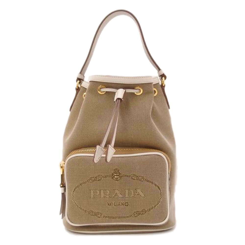 PRADA Logo Jacquard Shoulder Bag White - Picture 1 of 7